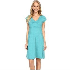 Toad&Co Rosemarie Dress Turquoise Organic Cotton Tencel Dress Size L